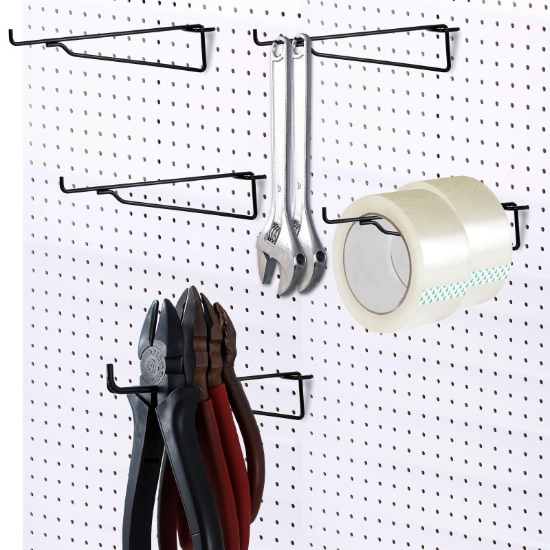 12 قطعة من خطافات رف Pegboard من Ubamdom، دعامات لوح ربط سوداء مقاس 8 بوصة، مجموعة خطافات معدنية، نظام ترتيب تخزين أدوات مختلفة للجراج، والحرف اليدوية، وورش العمل، ومنضدة العمل - Image 5